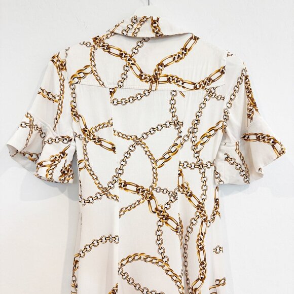 Maeve Chain Maxi Shirt Dress Anthropologie in Cream Resortwear Vacation Size XXS - Picture 10 of 11